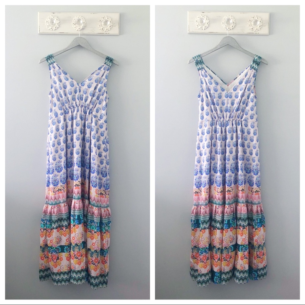 Anthropologie Gathered Floral Maxi Dress NEW